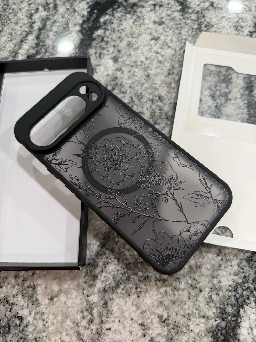 Black Floral Protective Phone Case for Google Pixel 10 Pro Xl